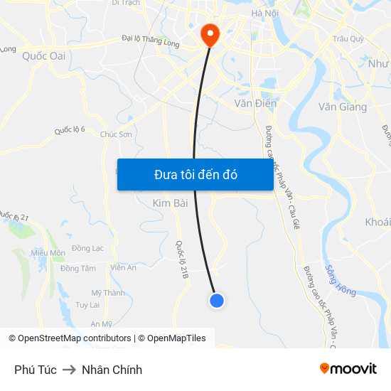Phú Túc to Nhân Chính map