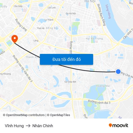 Vĩnh Hưng to Nhân Chính map