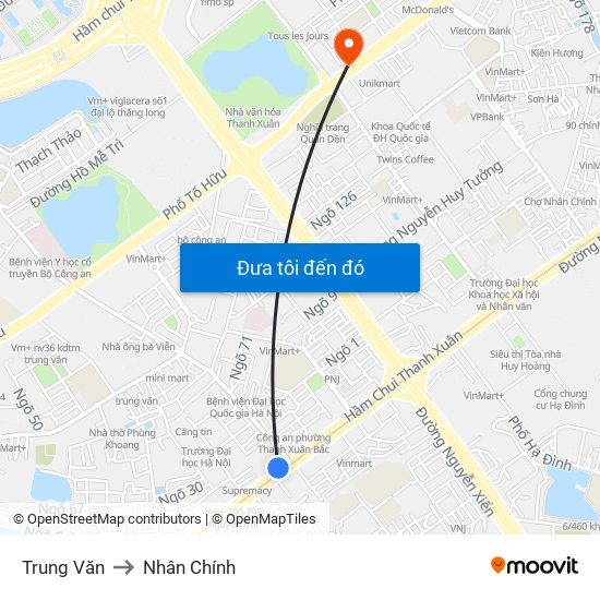 Trung Văn to Nhân Chính map