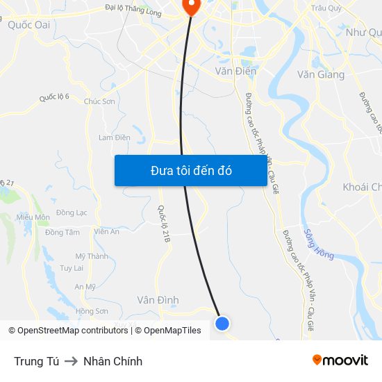 Trung Tú to Nhân Chính map