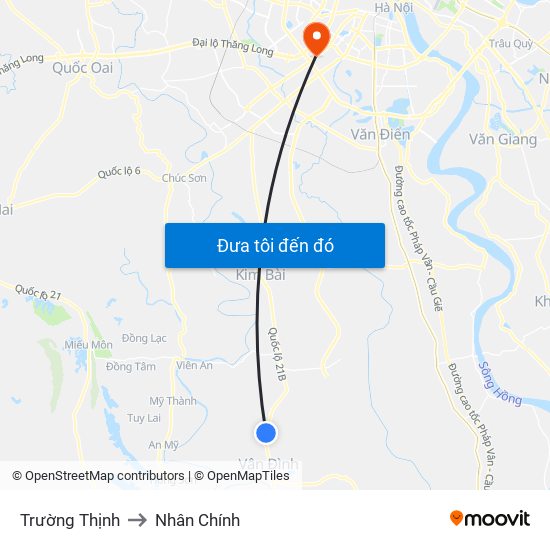 Trường Thịnh to Nhân Chính map