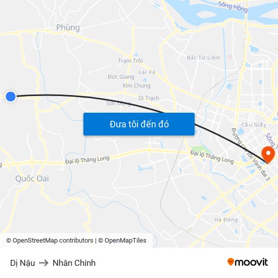 Dị Nậu to Nhân Chính map