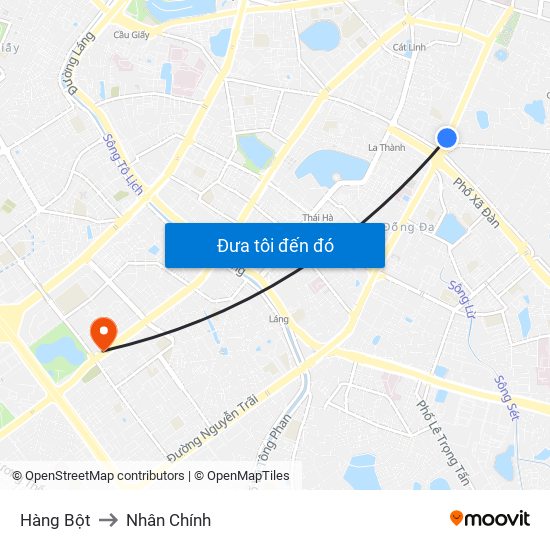 Hàng Bột to Nhân Chính map