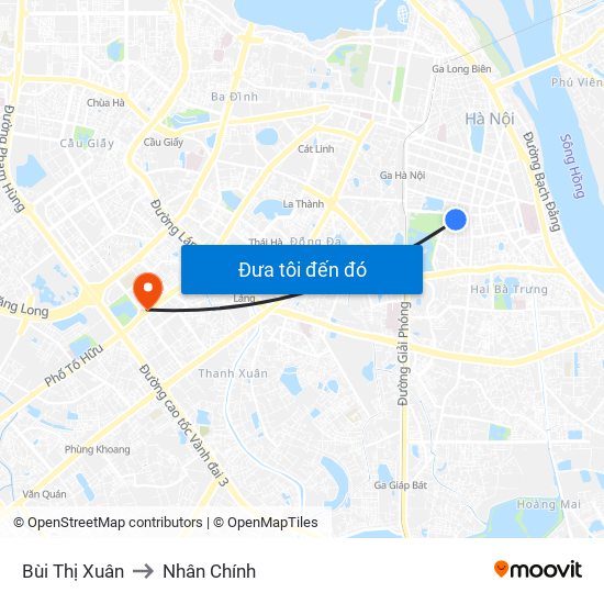 Bùi Thị Xuân to Nhân Chính map