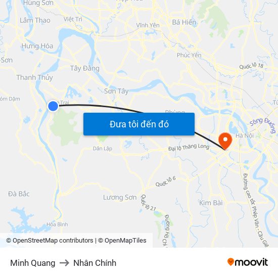 Minh Quang to Nhân Chính map