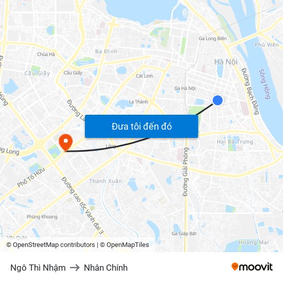 Ngô Thì Nhậm to Nhân Chính map