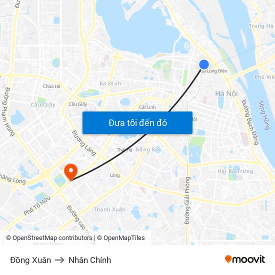 Đồng Xuân to Nhân Chính map