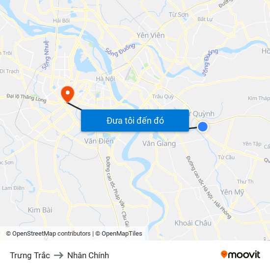 Trưng Trắc to Nhân Chính map