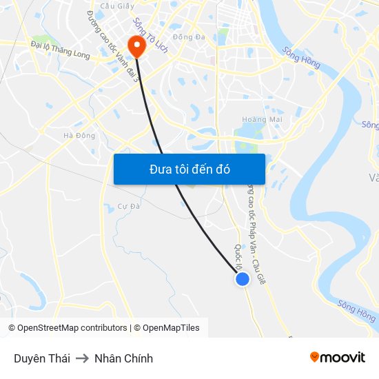 Duyên Thái to Nhân Chính map