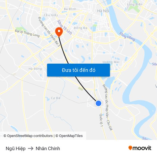 Ngũ Hiệp to Nhân Chính map