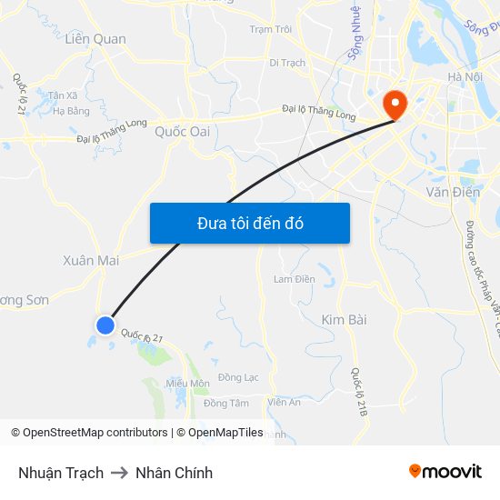 Nhuận Trạch to Nhân Chính map