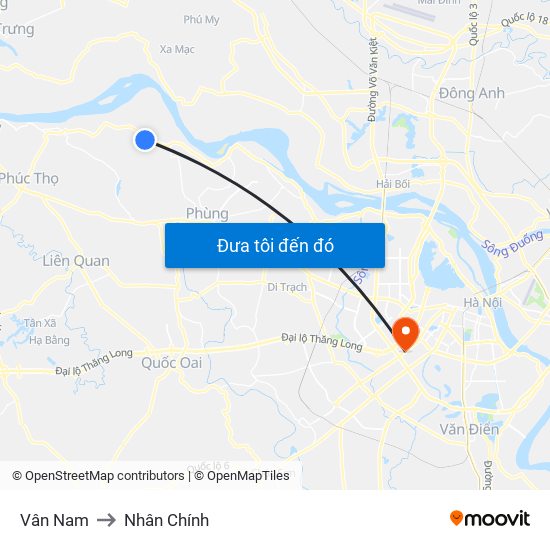 Vân Nam to Nhân Chính map