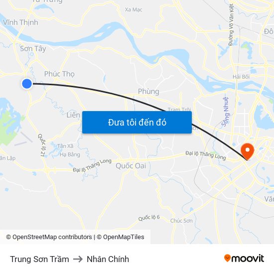 Trung Sơn Trầm to Nhân Chính map