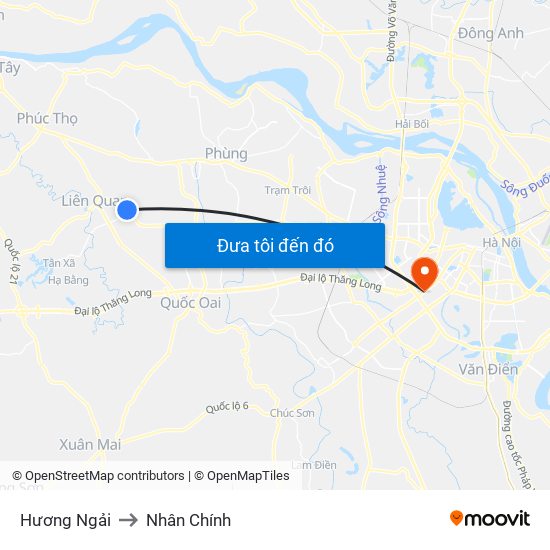 Hương Ngải to Nhân Chính map