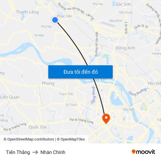 Tiến Thắng to Nhân Chính map