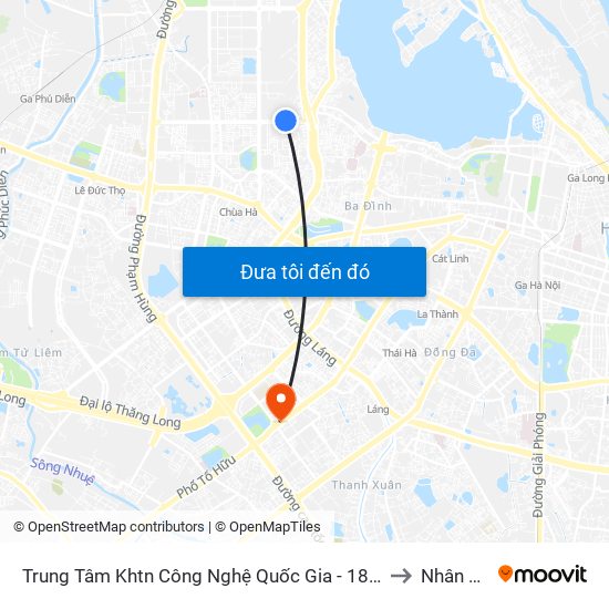 Trung Tâm Khtn Công Nghệ Quốc Gia - 18 Hoàng Quốc Việt to Nhân Chính map