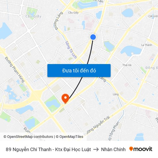 89 Nguyễn Chí Thanh - Ktx Đại Học Luật to Nhân Chính map