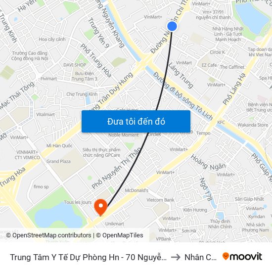 Trung Tâm Y Tế Dự Phòng Hn - 70 Nguyễn Chí Thanh to Nhân Chính map