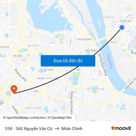 358 - 360 Nguyễn Văn Cừ to Nhân Chính map