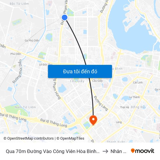 Qua 70m Đường Vào Công Viên Hòa Bình - Phạm Văn Đồng to Nhân Chính map