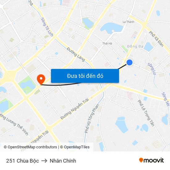 251 Chùa Bộc to Nhân Chính map