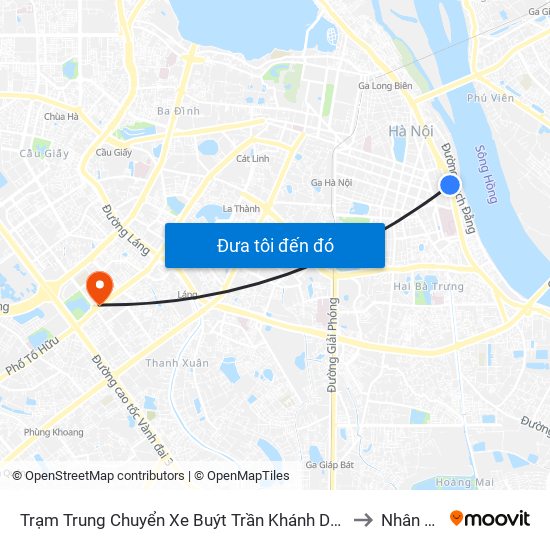 Trạm Trung Chuyển Xe Buýt Trần Khánh Dư (Khu Đón Khách) to Nhân Chính map