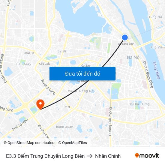 E3.3 Điểm Trung Chuyển Long Biên to Nhân Chính map