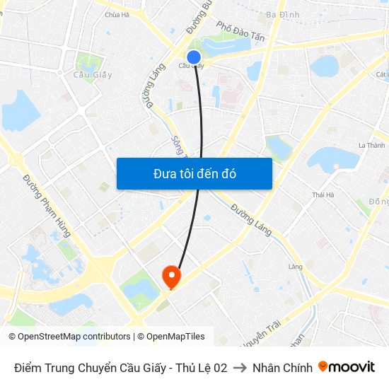 Điểm Trung Chuyển Cầu Giấy - Thủ Lệ 02 to Nhân Chính map