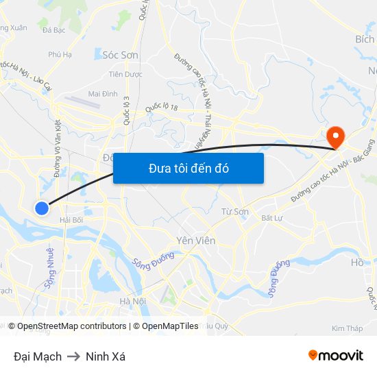 Đại Mạch to Ninh Xá map