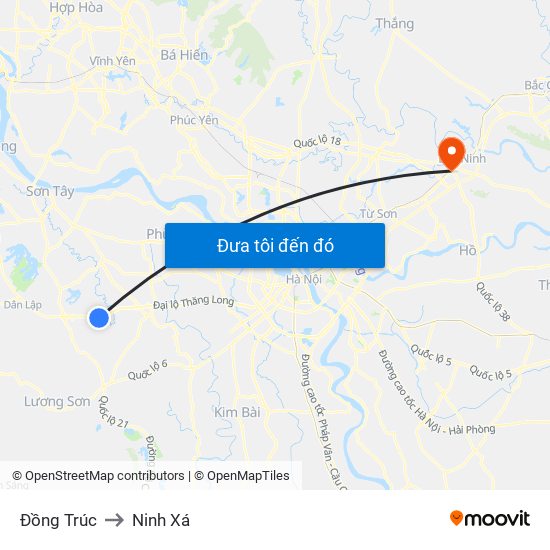 Đồng Trúc to Ninh Xá map