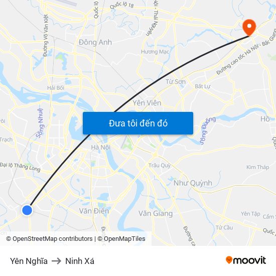 Yên Nghĩa to Ninh Xá map