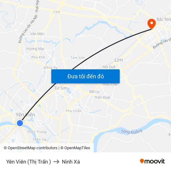 Yên Viên (Thị Trấn ) to Ninh Xá map