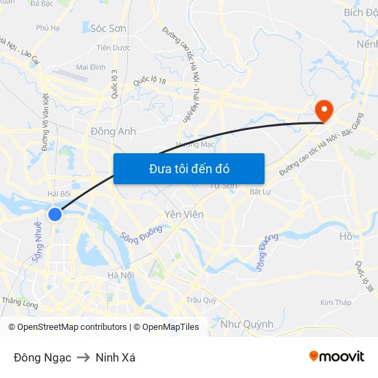 Đông Ngạc to Ninh Xá map