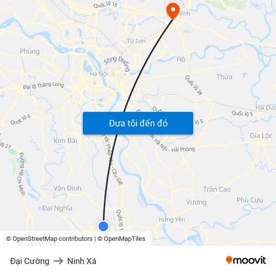 Đại Cường to Ninh Xá map