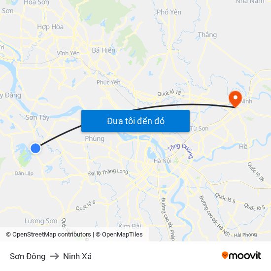 Sơn Đông to Ninh Xá map