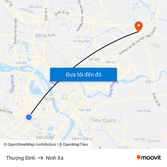 Thượng Đình to Ninh Xá map