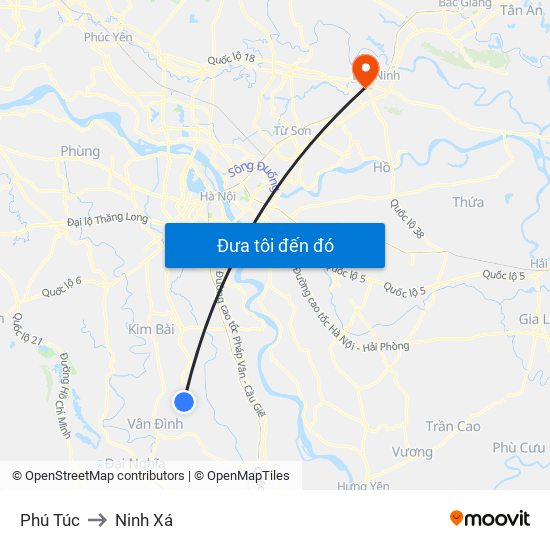 Phú Túc to Ninh Xá map