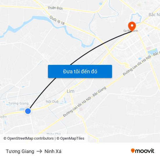 Tương Giang to Ninh Xá map