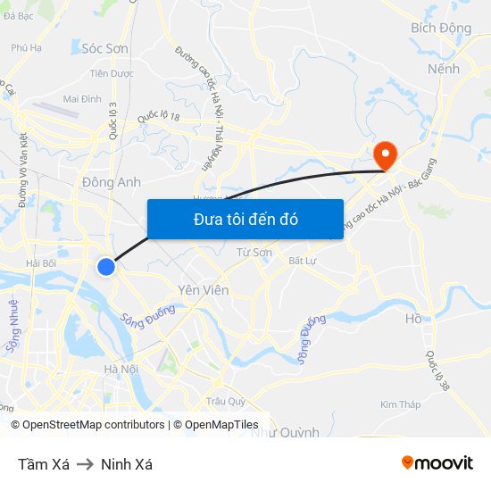 Tầm Xá to Ninh Xá map