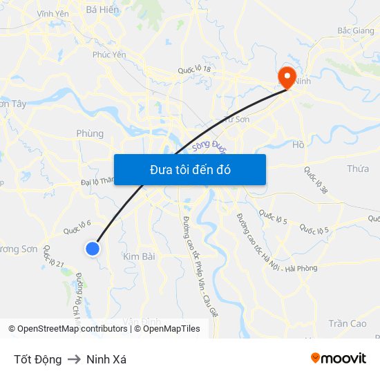 Tốt Động to Ninh Xá map