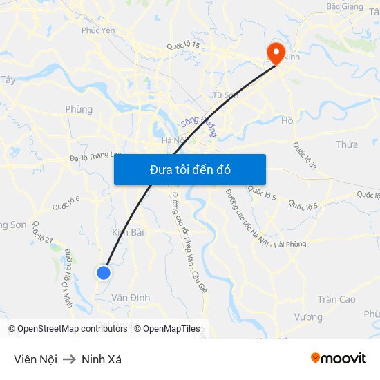 Viên Nội to Ninh Xá map