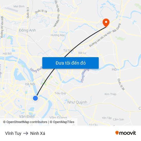 Vĩnh Tuy to Ninh Xá map