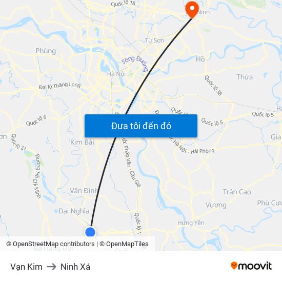 Vạn Kim to Ninh Xá map