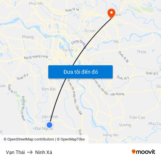 Vạn Thái to Ninh Xá map