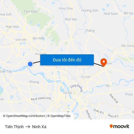 Tiến Thịnh to Ninh Xá map