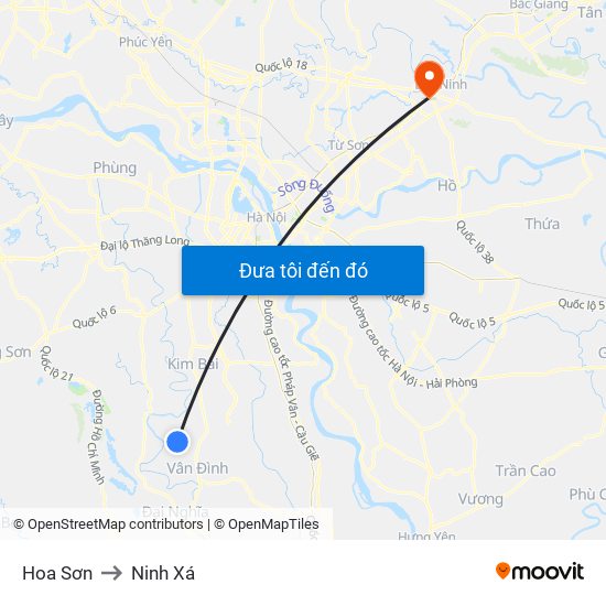 Hoa Sơn to Ninh Xá map