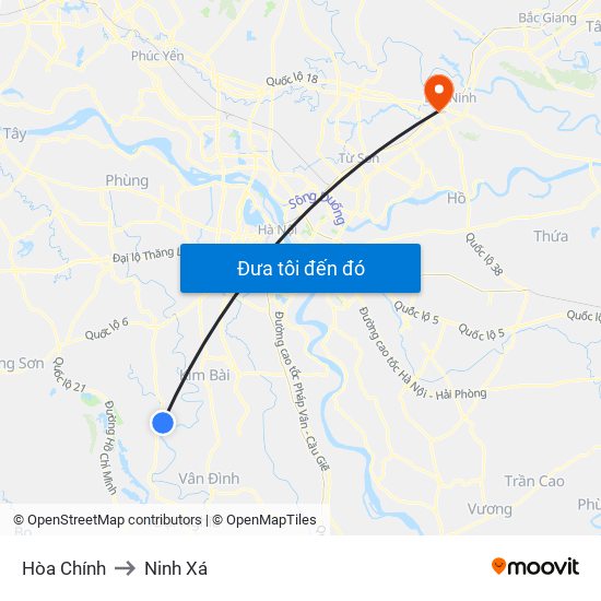 Hòa Chính to Ninh Xá map