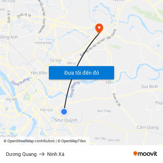 Dương Quang to Ninh Xá map