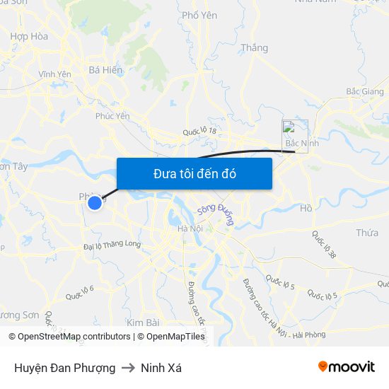 Huyện Đan Phượng to Ninh Xá map