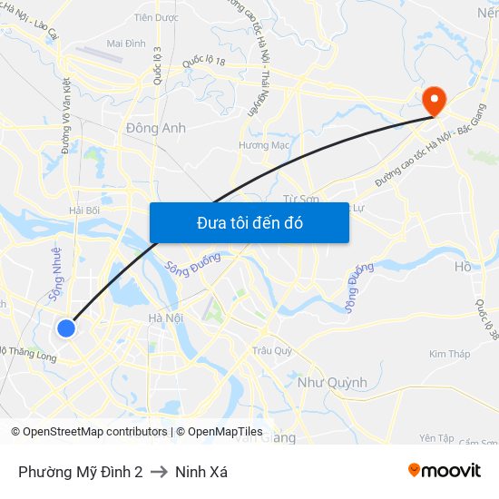 Phường Mỹ Đình 2 to Ninh Xá map